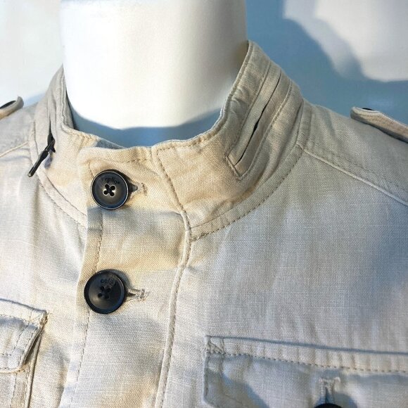 Celio SZ S Linen Military style utility  jacket wheat color essential - Picture 3 of 12